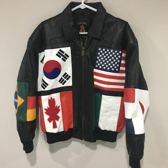 Phase 3 Other - Vintage International Flags Phase 3 Leather Jacket